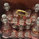 Cave à liqueur Napoléon III en marqueterie, cristal taillé