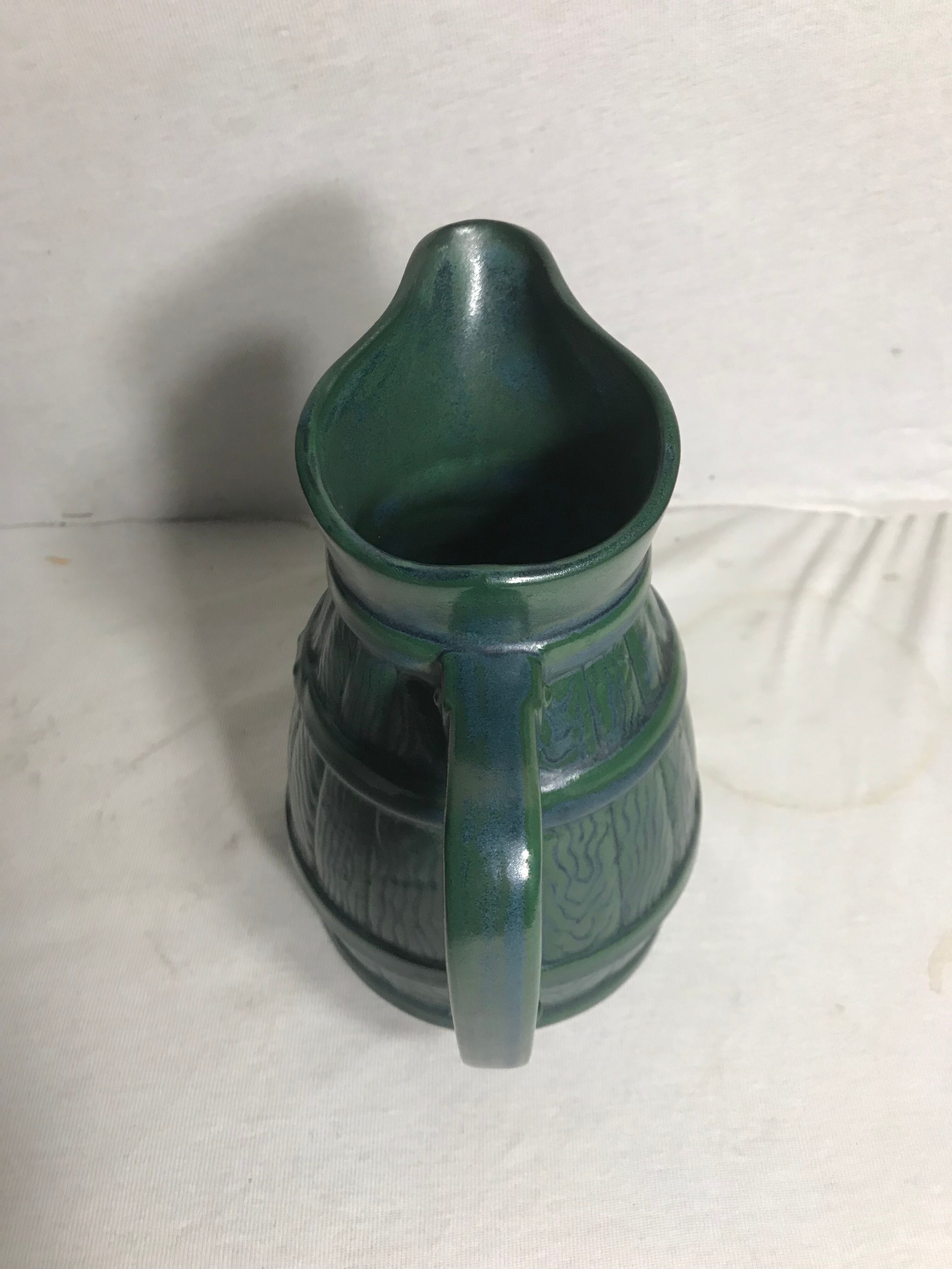 Former pitcher 80cl enamelled ceramic + cove blue green kitchen vintage
