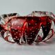 Vide-poche Sommerso bulles par Flavio Poli pour Seguso, verre de Murano rouge, Italie, 1970