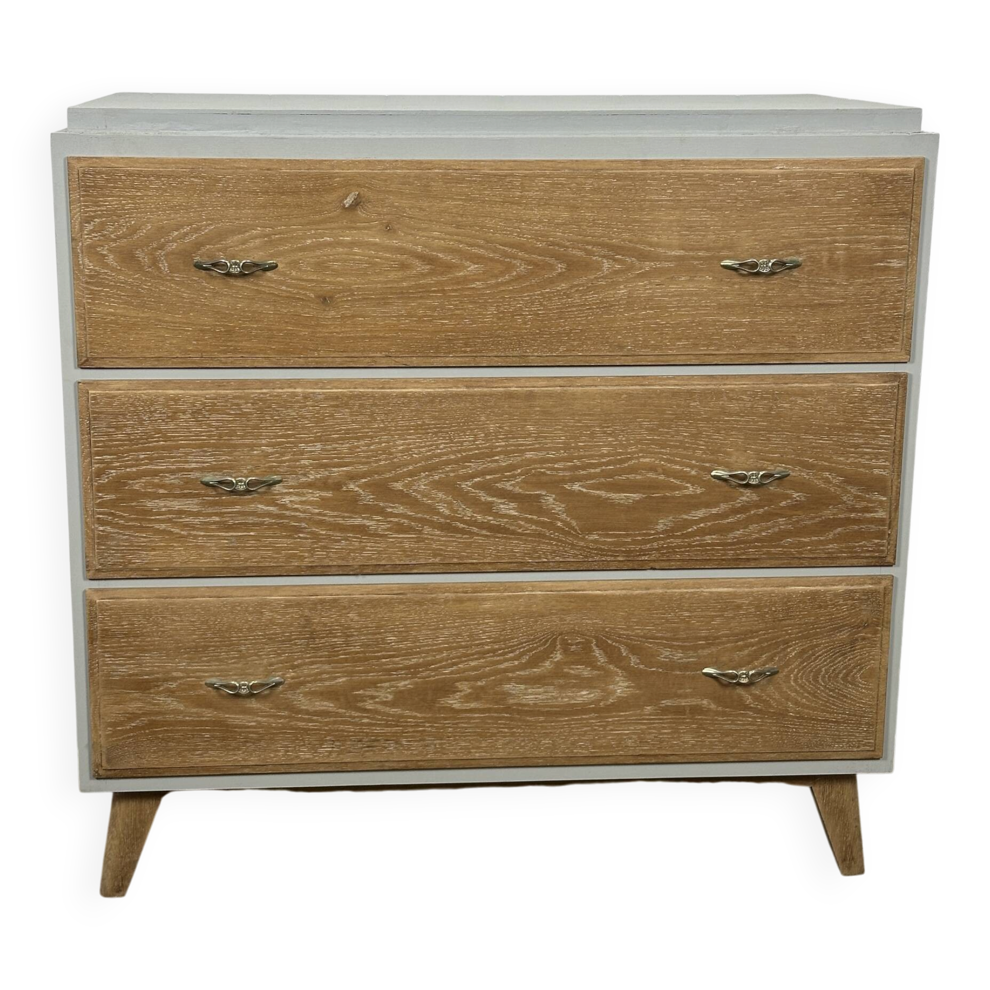 Vintage commode from the 50s-60s – cerused wood and grey