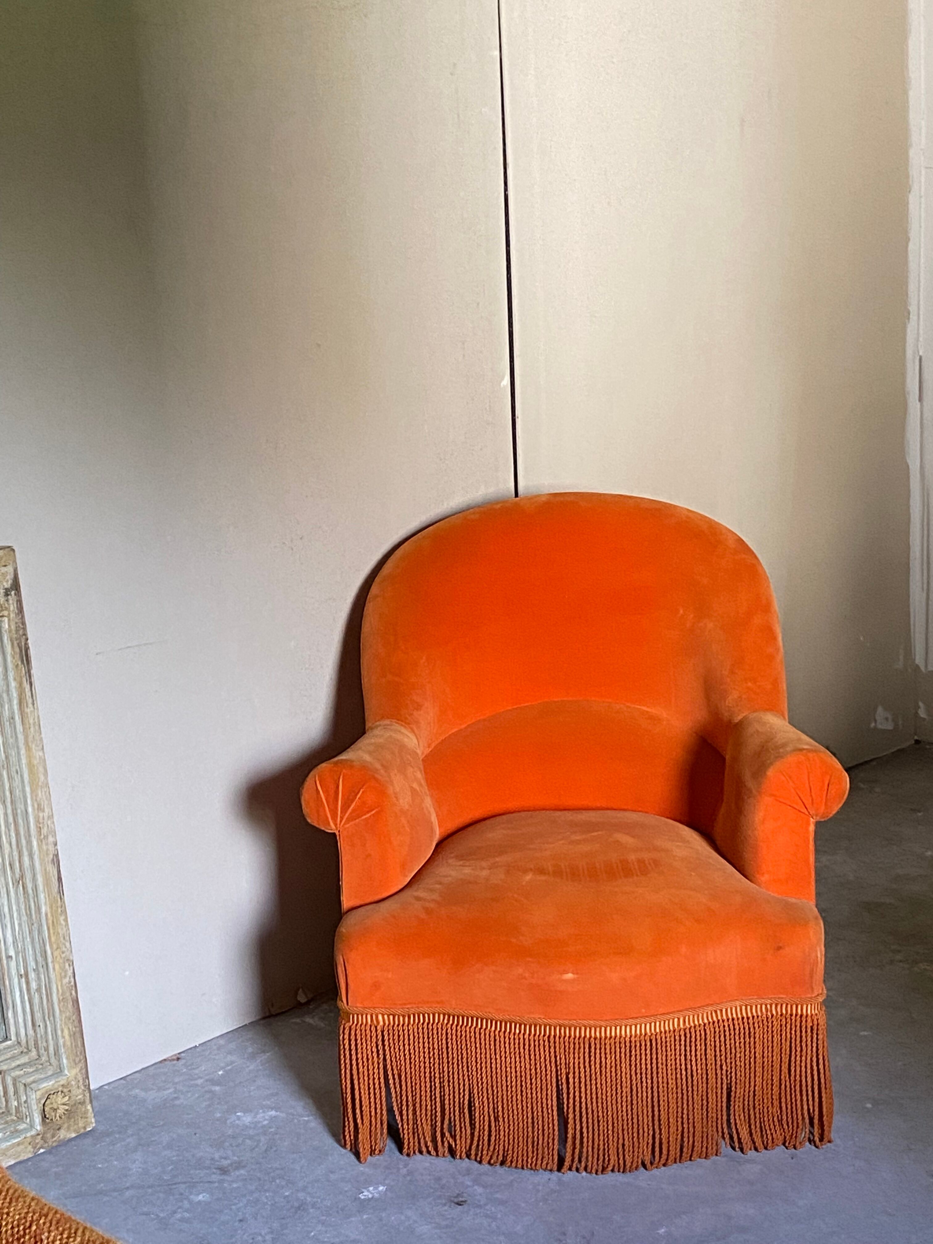 Fauteuil crapaud orange