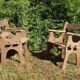 Pair of removable garden armchairs