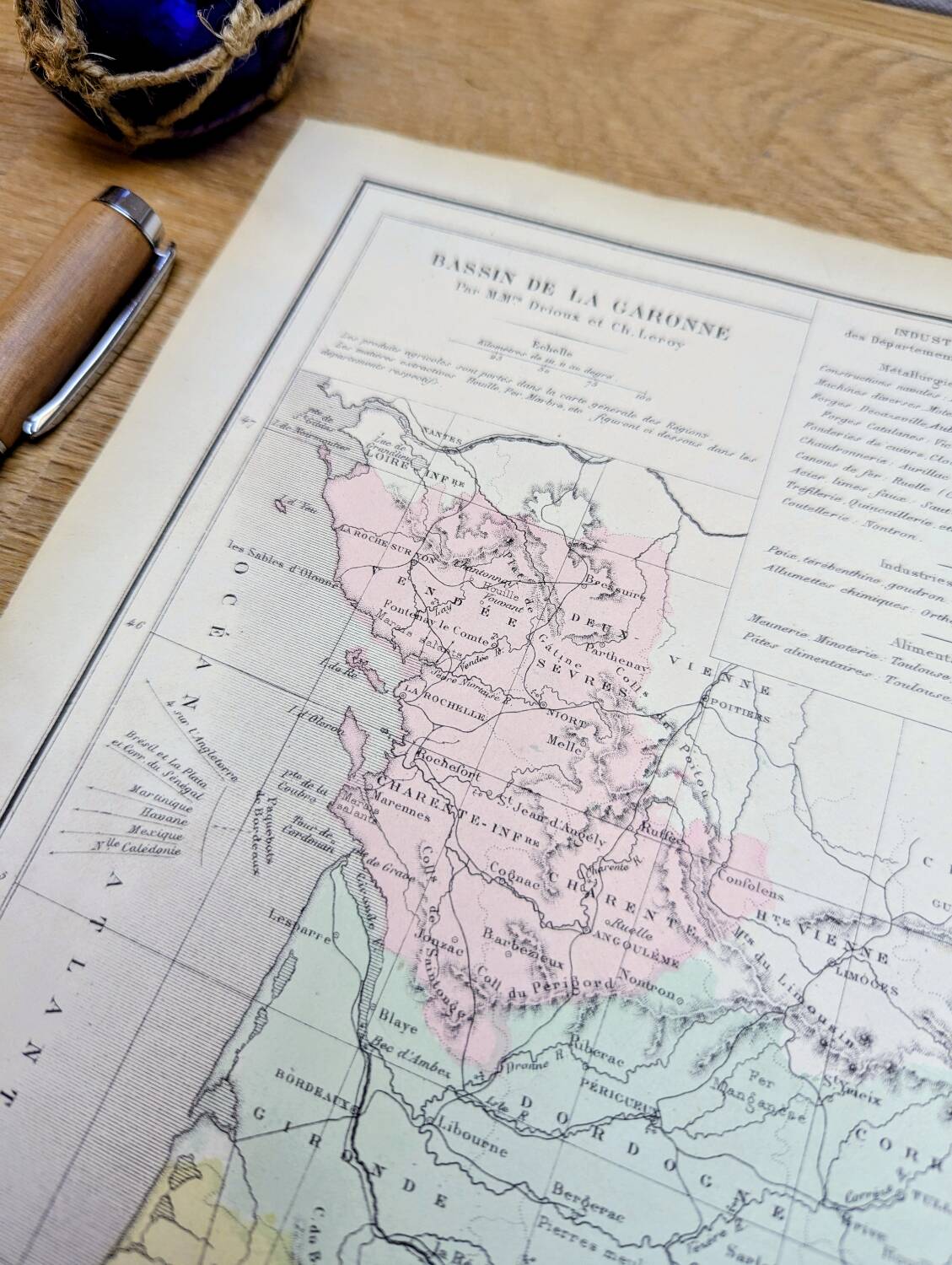 Rhône and Garonne, original map printed in 1879.