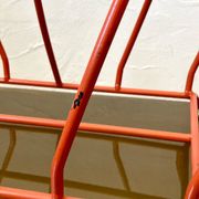 Vintage orange metal magazine rack, 1970s