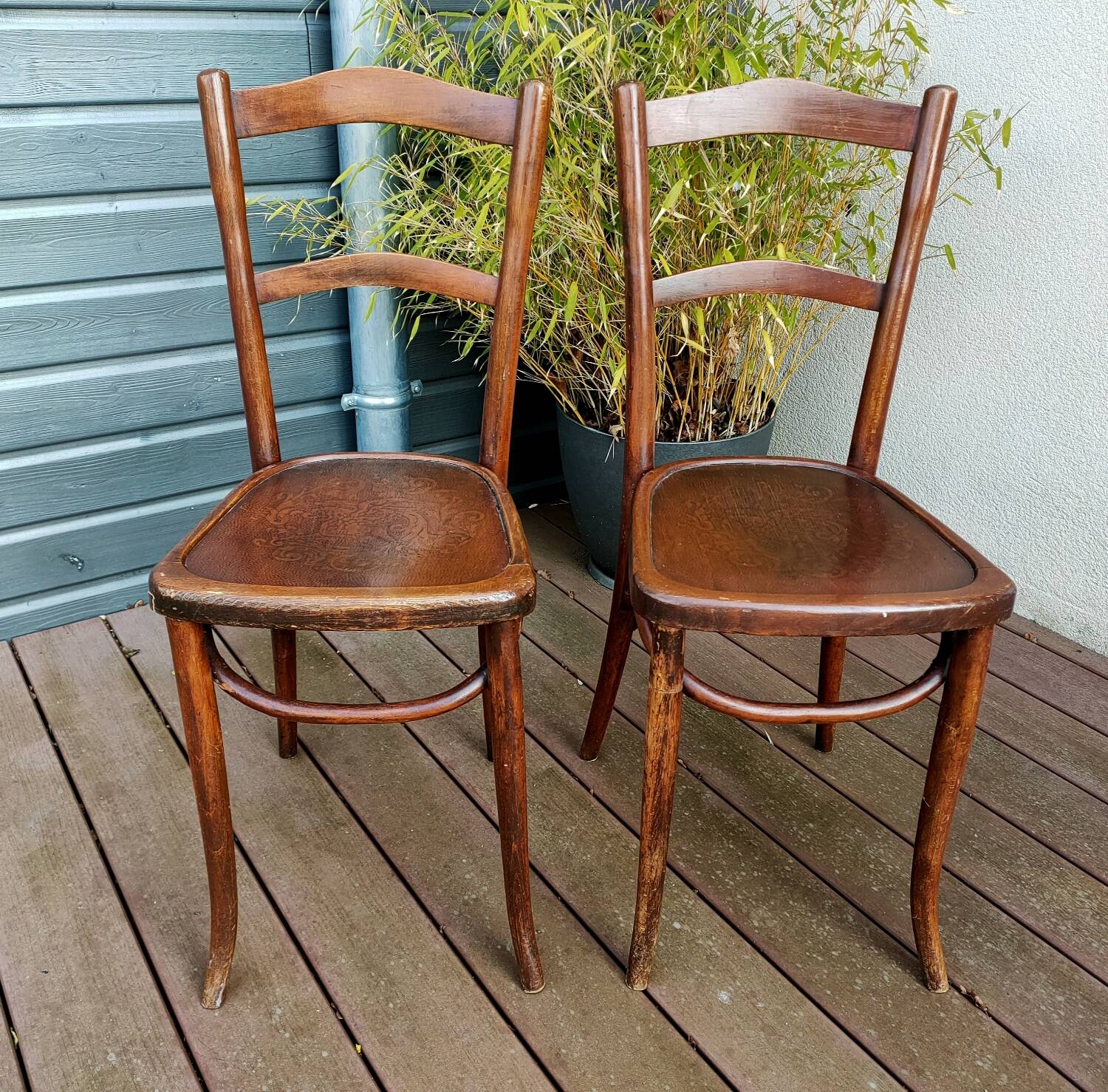 Pair of antique Luterma bistro chairs