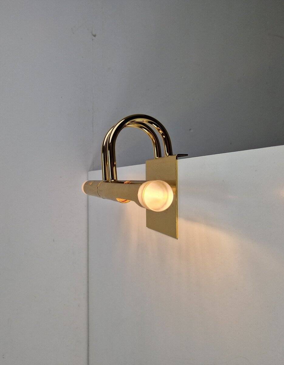 Regency Brass Acrylic Cabinet Lamp by Lumina, 1980s, Set of 3