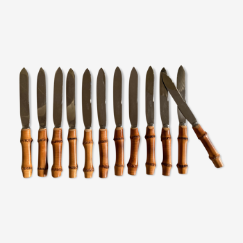 Set of 12 bamboo knives 1960