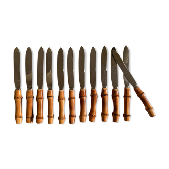 Set of 12 bamboo knives 1960