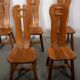 De Puydt brutalist dining chairs in solid oak. Circa 1970.