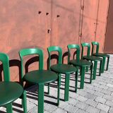 6 Bruno Rey Kush & co Green Stackable Chairs Circa 1970