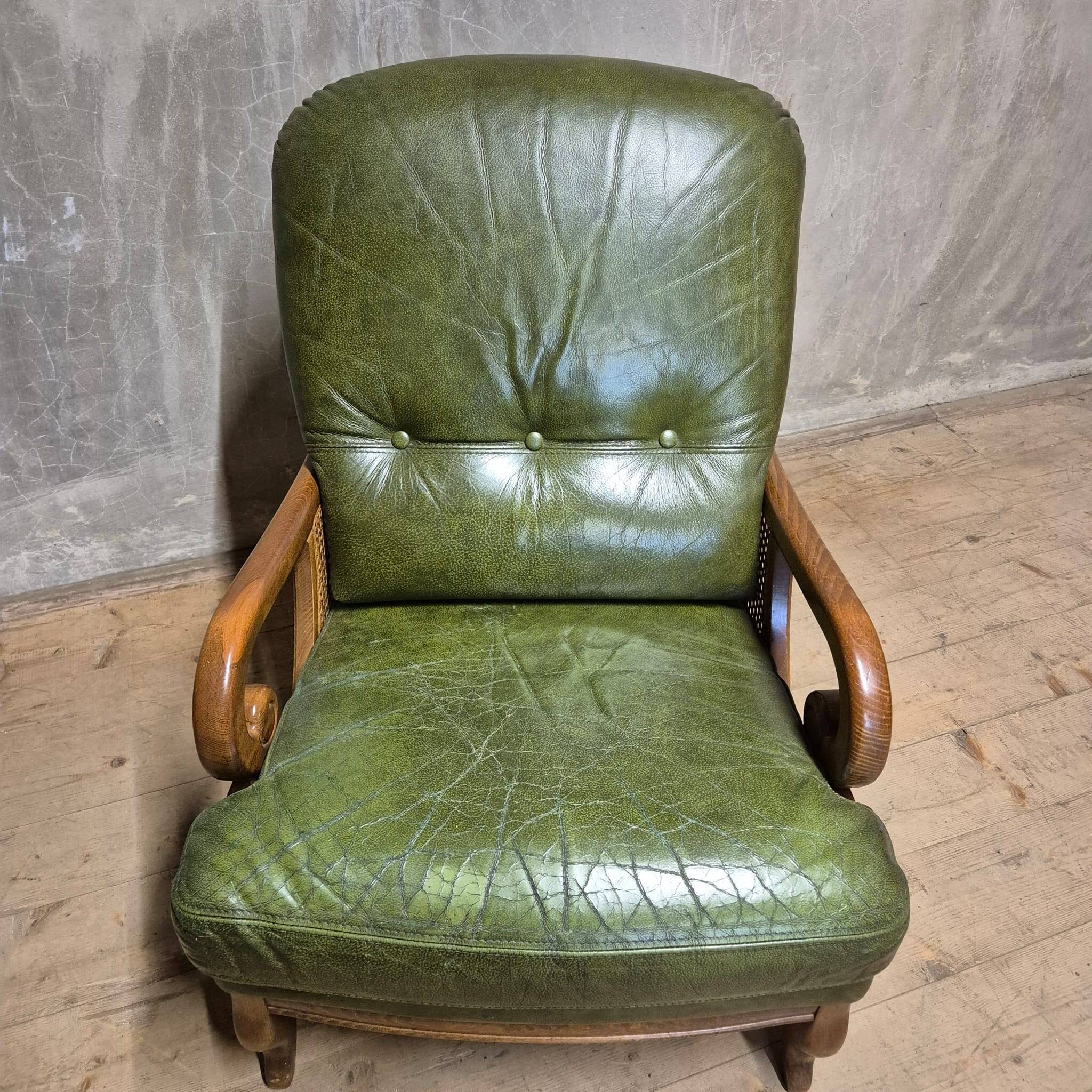 Mid-century lounge armchair, cane sides, 1960s