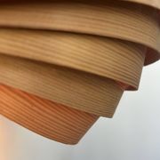 Vintage pine slat wall lamp, Translandia, Netherlands, 1960s