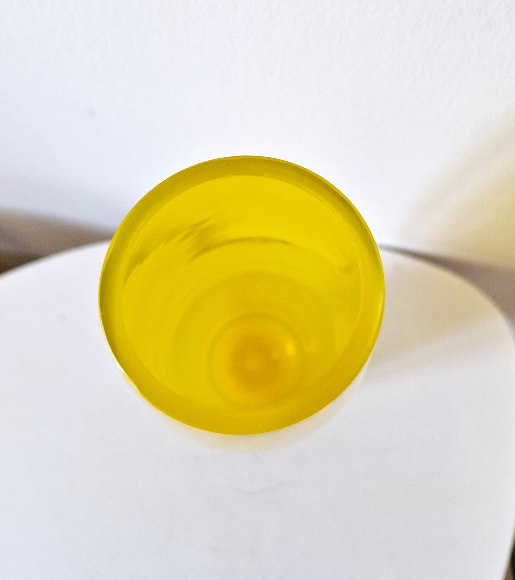 Vintage yellow transparent gradient ovoid vase