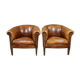 Set de 2 fauteuils club compacts en cuir de mouton