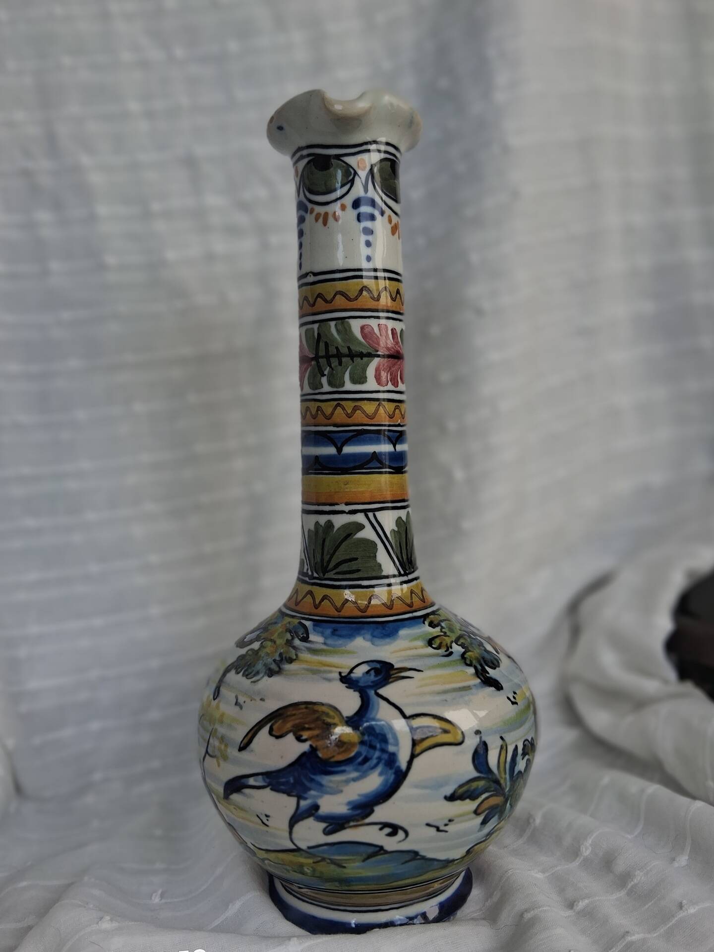Vintage bottle vases in Talavera de la Reina earthenware.