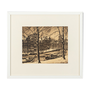Amsterdam in Wintertime, B/W Etching on Paper, 50 x 45 cm