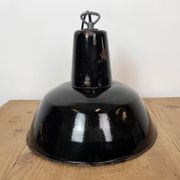 Industrial Black Enamel Factory Pendant Lamp, 1950s