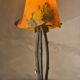 antique wrought iron lamp from 1900 at 40 with a very large glass paste shade 45