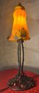 antique wrought iron lamp from 1900 at 40 with a very large glass paste shade 45