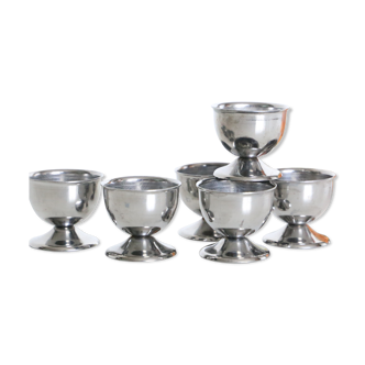 Set of six stainless steel coquetiers, vintage French