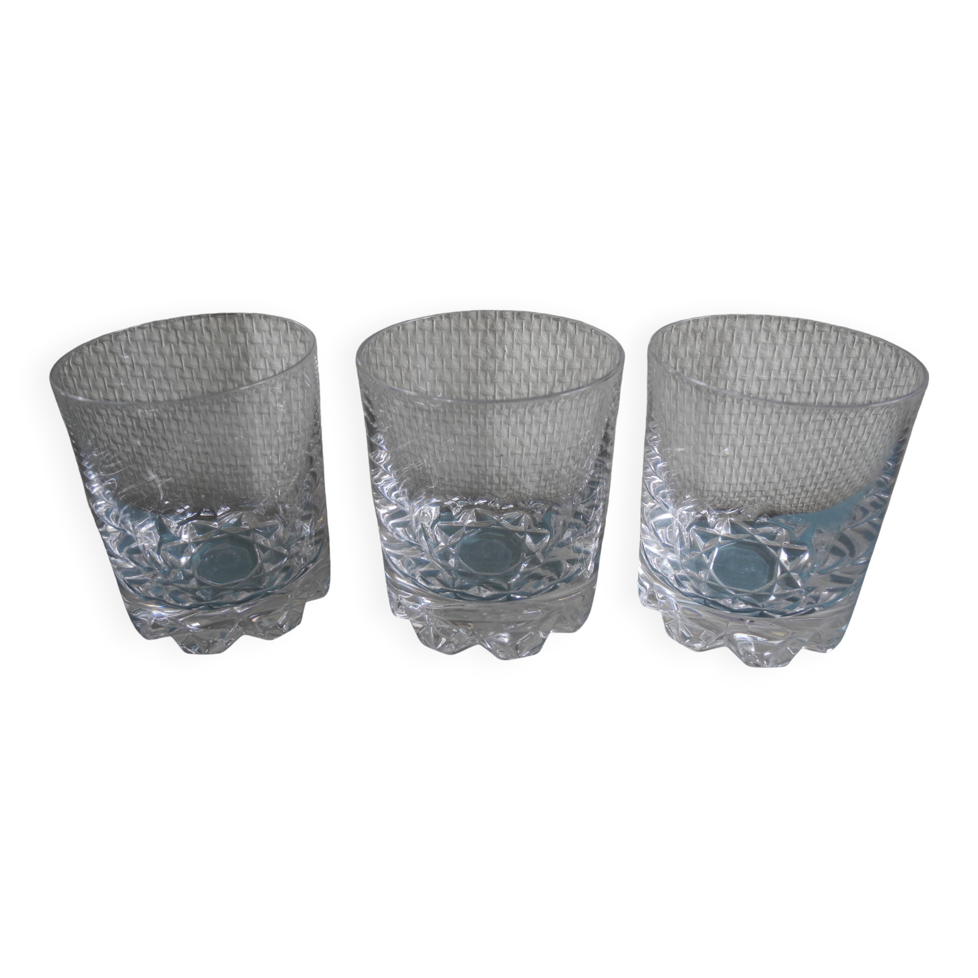 3 Vannes crystal whisky glasses vintage French crystal glasses set