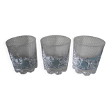 3 Vannes crystal whisky glasses vintage French crystal glasses set
