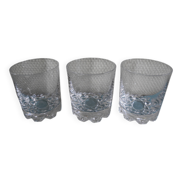 3 Vannes crystal whisky glasses vintage French crystal glasses set
