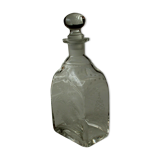 Glass decanter with cut stopper and traditional engraving, vintage from the 1960s