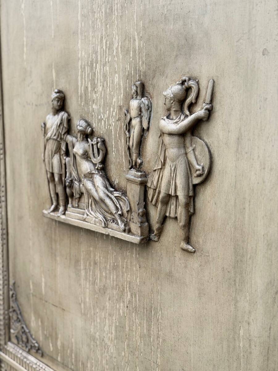 Directoire mirror or overmantel, stuccoed and painted wood, early 19th century.