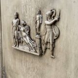 Directoire mirror or overmantel, stuccoed and painted wood, early 19th century.