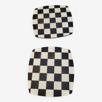 2 dessous de plat damier noir et blanc