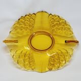 Ancien Plat Art Déco En Cristal Ambré Tchécoslovaquie