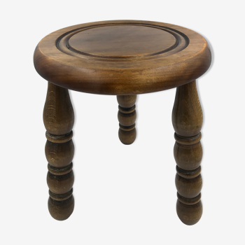Wooden stool turned foot tripode vintage