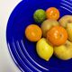 Large blue glass fruit dish or bowl