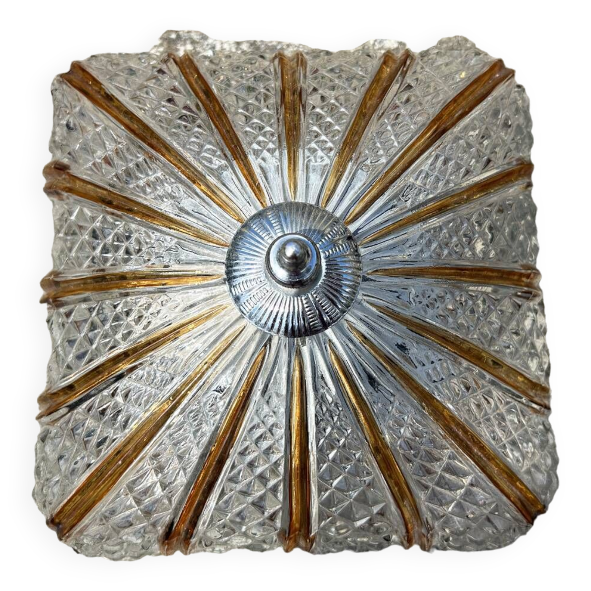 DKN Leuchte "sunburst" ceiling / wall light, RZB, two-tone, vintage, 1950s