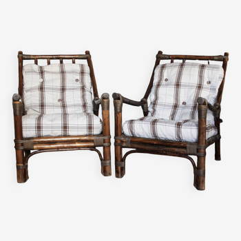 Fauteuils bambou rotin vintage