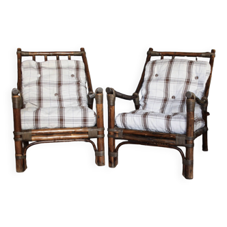 Vintage bamboo rattan armchairs