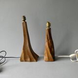Pair of solid wood lamps, 1960s