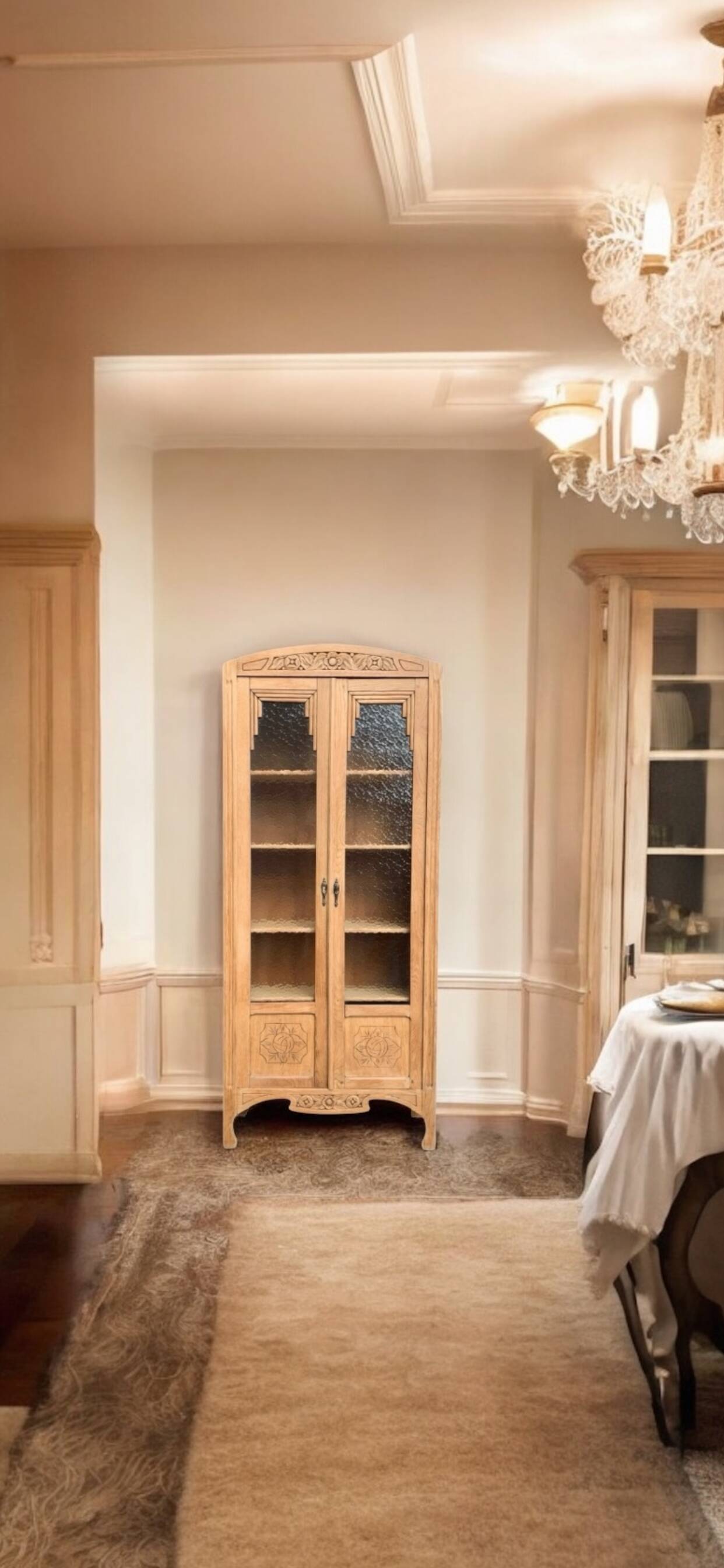 Parisian glass cabinet art deco raw wood 1930