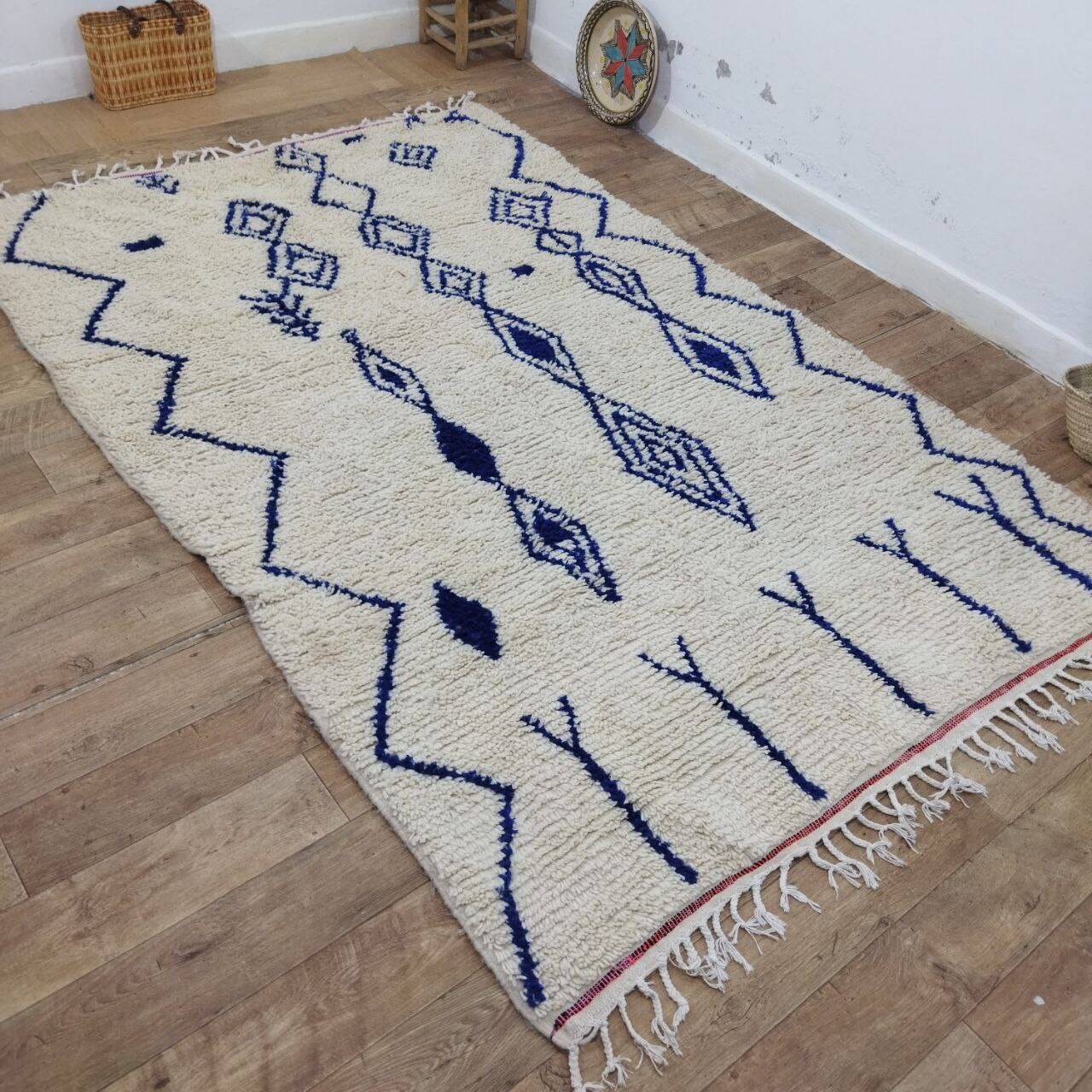 Azilal Vintage Rug 276x180 cm - Blue Geometric Patterns