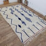 Azilal Vintage Rug 276x180 cm - Blue Geometric Patterns