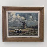Ancien tableau HP paysage breton signé