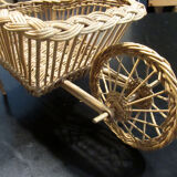 Fun wicker basket, late nineteenth, in the shape of a wheelbarrow.