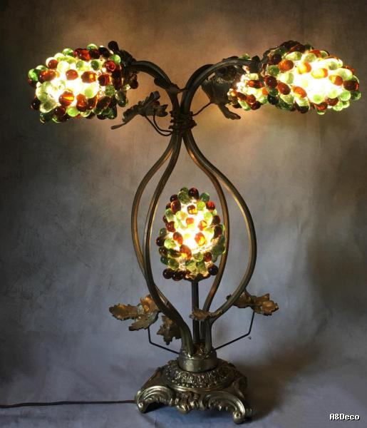 Lampe En Bronze Et Laiton A Decor De Feuilles De Vigne Avec Grappes De Raisin Selency