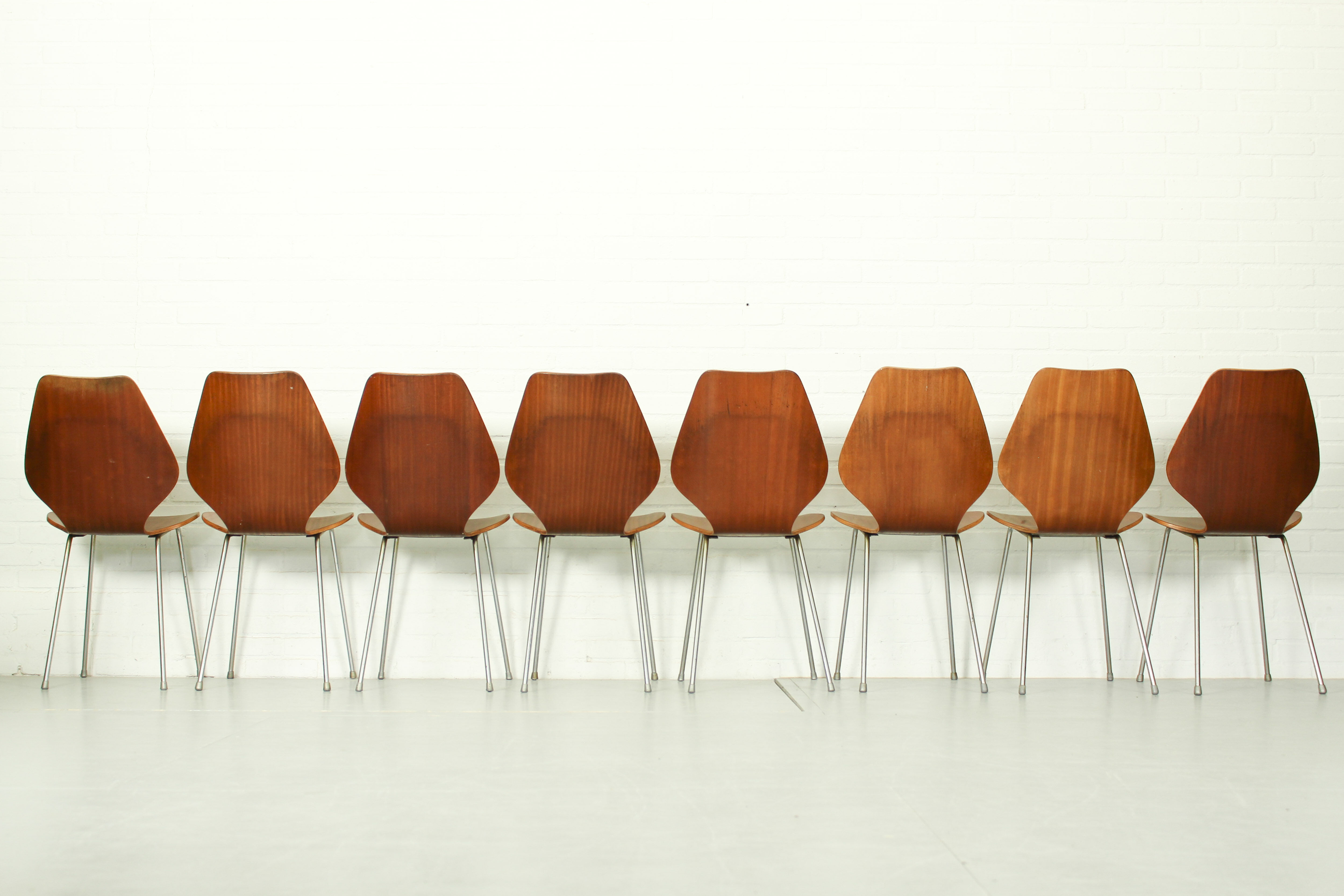 Set de 8 chaises de salle à manger par Herbert Hirche, Jofy Stalmobler, Danemark Années 1950