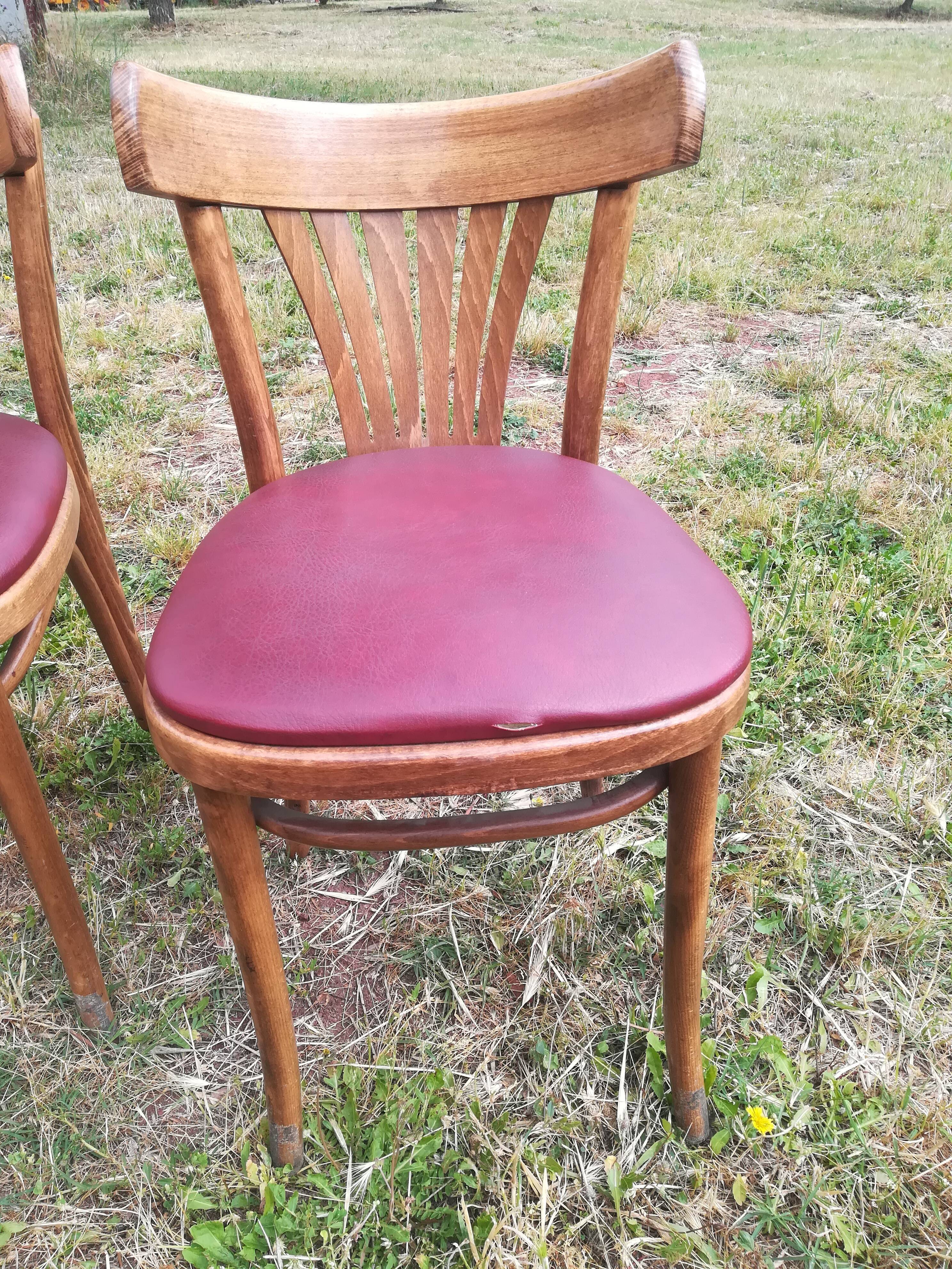 Set of 41 bistro chairs seated red skaï
