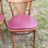 Set of 41 bistro chairs seated red skaï