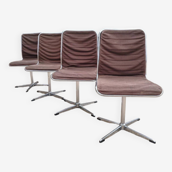 Série de 4 chaises vintage années 60 70 chromé et tissus