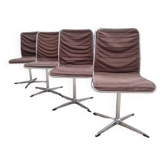 Série de 4 chaises vintage années 60 70 chromé et tissus