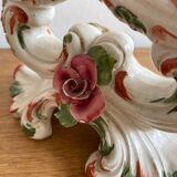 Pair of white earthenware candlesticks
